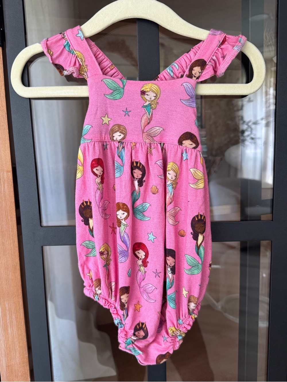 Posh Peanut mermaids bubble romper ruffle print summer bamboo baby girl